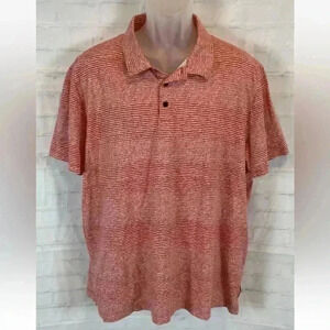 Perry Ellis Polo Shirt Mens XXL Pima Cotton‎ Orange Patterned Short Sleeve Top